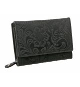 Dámska stredná peňaženka MERCUCIO, kvetinový vzor, čierna