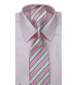Ružovo-biela hodvábna kravata K63