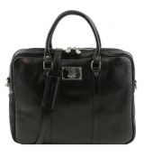 Exkluzívna kožená taška na laptop PRATO Black zn. TUSCANY Leather