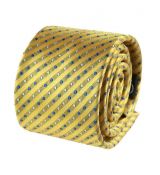 Moderná pánska kravata ORSI, žltá s modrými bodkami