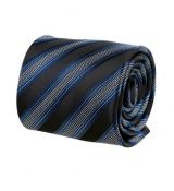 Čierna kravata s modrými pásikmi 4000-59C