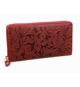 Dámska peňaženka zispová, červená kvetinová potlač