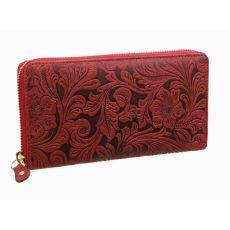 Dámska peňaženka zispová, červená kvetinová potlač