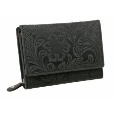 Dámska stredná peňaženka MERCUCIO, kvetinový vzor, čierna