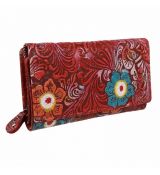 Červená kvetinová peňaženka stredná