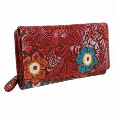 Červená kvetinová peňaženka stredná