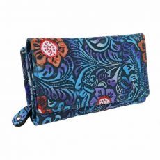 Modrá kvetinová peňaženka stredná