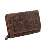 Dámska peňaženka kvetinový vzor, hnedá