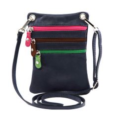 Malá kožená crossbody taška TUSCANY modrá