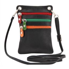 Malá kožená crossbody taška TUSCANY čierna