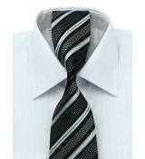 Čierno-strieborná prúžkovaná kravata 3000-6