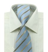 Modro-béžová prúžkovaná kravata