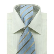Modro-béžová prúžkovaná kravata