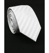 Biela kravata s tkanými prúžkami (6 cm)
