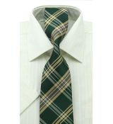 Zeleno-béžová károvaná kravata