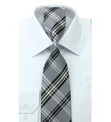 Šedo-čierna károvaná kravata