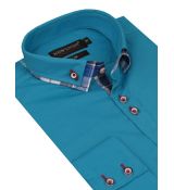 Modrá tyrkysová košeľa NEWSMEN (slim)